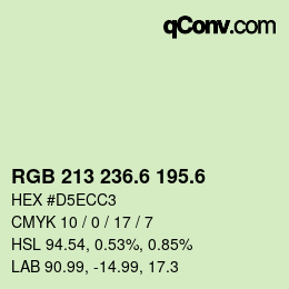 カラーコード: RGB 213 236.6 195.6 | qconv.com