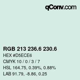 カラーコード: RGB 213 236.6 230.6 | qconv.com