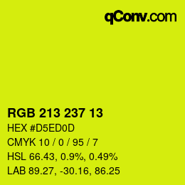 Color code: RGB 213 237 13 | qconv.com