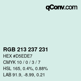 Color code: RGB 213 237 231 | qconv.com