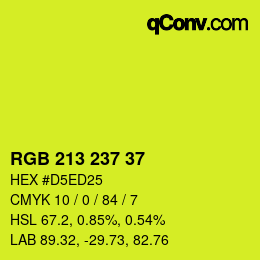 Color code: RGB 213 237 37 | qconv.com