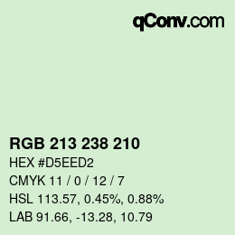 Color code: RGB 213 238 210 | qconv.com