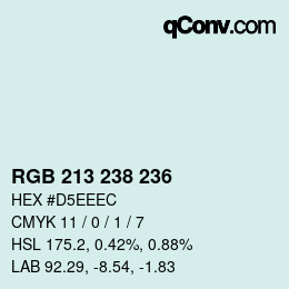 Color code: RGB 213 238 236 | qconv.com