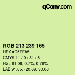 カラーコード: RGB 213 239 165 | qconv.com
