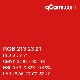 Color code: RGB 213 23 21 | qconv.com