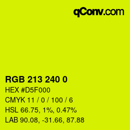 Color code: RGB 213 240 0 | qconv.com