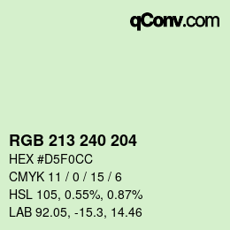 Color code: RGB 213 240 204 | qconv.com