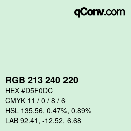 Color code: RGB 213 240 220 | qconv.com
