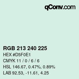 Color code: RGB 213 240 225 | qconv.com