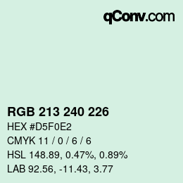 Color code: RGB 213 240 226 | qconv.com