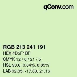 Color code: RGB 213 241 191 | qconv.com
