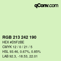 Color code: RGB 213 242 190 | qconv.com