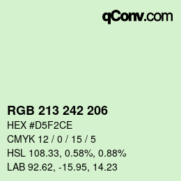 Color code: RGB 213 242 206 | qconv.com