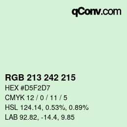 カラーコード: RGB 213 242 215 | qconv.com