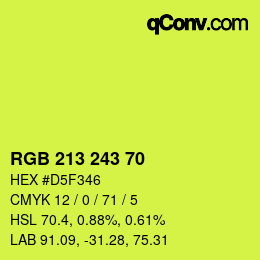 Color code: RGB 213 243 70 | qconv.com