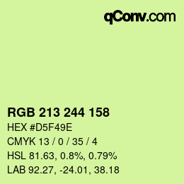 Color code: RGB 213 244 158 | qconv.com