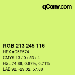 Color code: RGB 213 245 116 | qconv.com