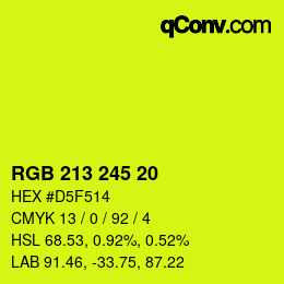カラーコード: RGB 213 245 20 | qconv.com