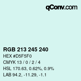 Color code: RGB 213 245 240 | qconv.com