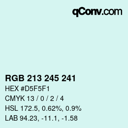 颜色代码: RGB 213 245 241 | qconv.com