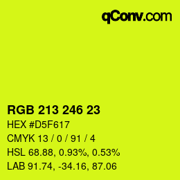 Color code: RGB 213 246 23 | qconv.com