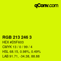 Color code: RGB 213 246 3 | qconv.com