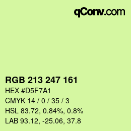颜色代码: RGB 213 247 161 | qconv.com
