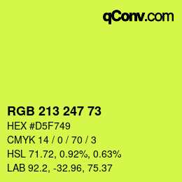 Color code: RGB 213 247 73 | qconv.com
