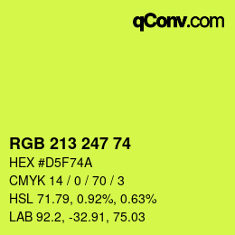 Color code: RGB 213 247 74 | qconv.com