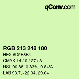 カラーコード: RGB 213 248 180 | qconv.com