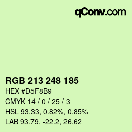 Color code: RGB 213 248 185 | qconv.com