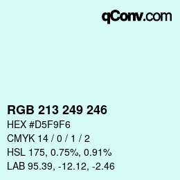 Color code: RGB 213 249 246 | qconv.com