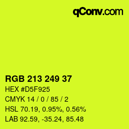 Color code: RGB 213 249 37 | qconv.com