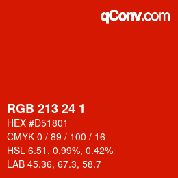 カラーコード: RGB 213 24 1 | qconv.com