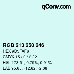 Color code: RGB 213 250 246 | qconv.com