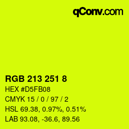 Color code: RGB 213 251 8 | qconv.com