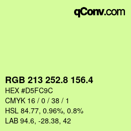 カラーコード: RGB 213 252.8 156.4 | qconv.com