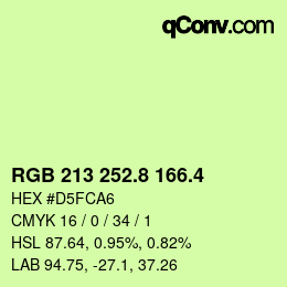 カラーコード: RGB 213 252.8 166.4 | qconv.com