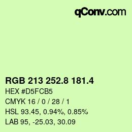 カラーコード: RGB 213 252.8 181.4 | qconv.com