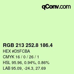カラーコード: RGB 213 252.8 186.4 | qconv.com