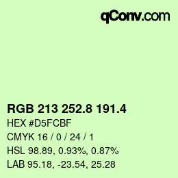 カラーコード: RGB 213 252.8 191.4 | qconv.com