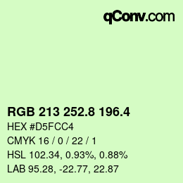 カラーコード: RGB 213 252.8 196.4 | qconv.com