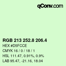 カラーコード: RGB 213 252.8 206.4 | qconv.com