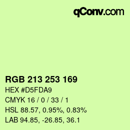 Color code: RGB 213 253 169 | qconv.com