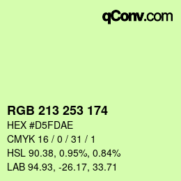 Color code: RGB 213 253 174 | qconv.com