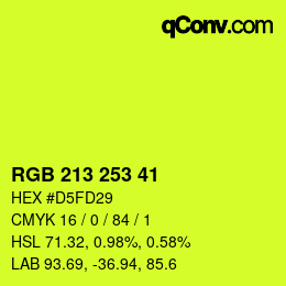 Color code: RGB 213 253 41 | qconv.com
