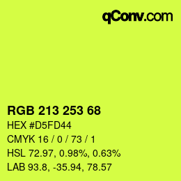 Color code: RGB 213 253 68 | qconv.com