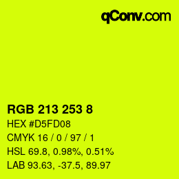 Color code: RGB 213 253 8 | qconv.com