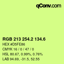 カラーコード: RGB 213 254.2 134.6 | qconv.com