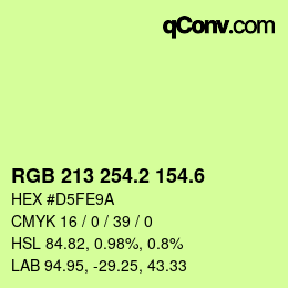 カラーコード: RGB 213 254.2 154.6 | qconv.com